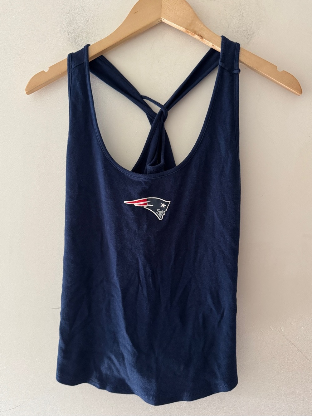Women's WEAR by Erin Andrews Navy New England Patriots Cross Back Tank Top